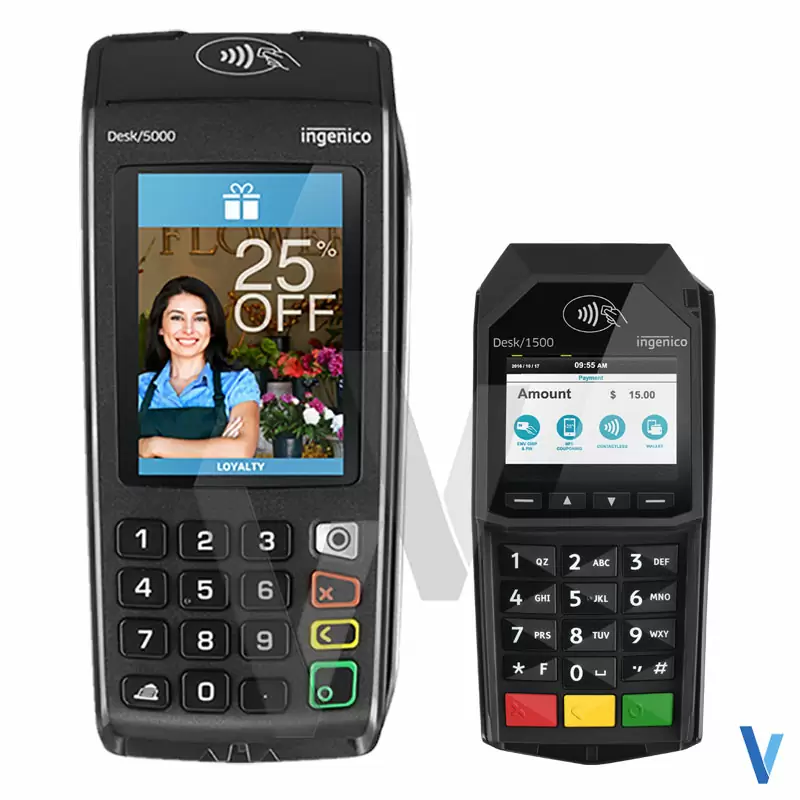 Pack TPE Ingenico Desk 5000 1LS & Pinpad Desk 1500 Sans Contact