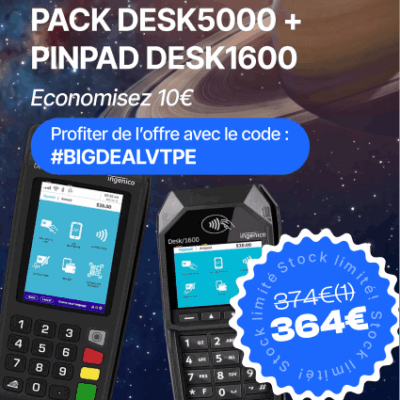 Pack TPE Ingenico Desk 5000 Wifi & Pinpad Desk 1600 Sans Contact