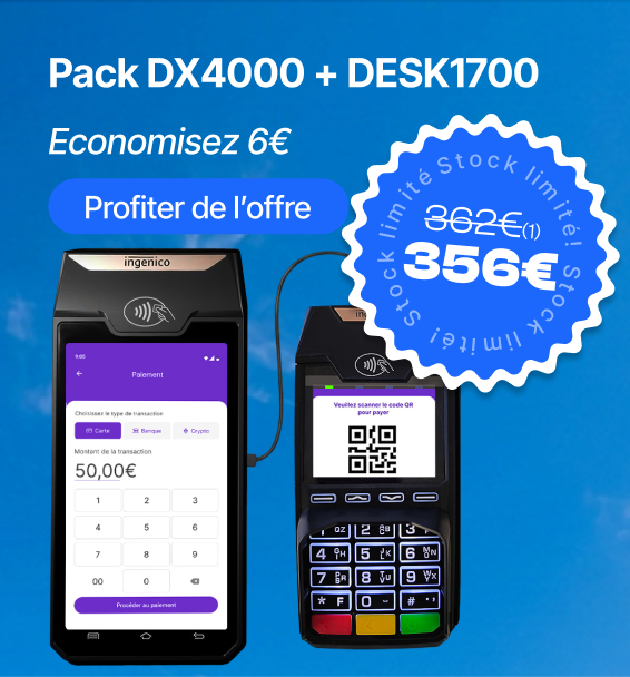Pack TPE Ingenico AXIUM DX4000 Wifi & Pinpad Desk 1700